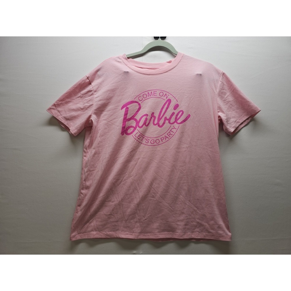 Come on Barbie Crew Neck Pink Let's go Party T-shirt XL Barbiecore 90s Pop Y2k